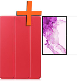 Nomfy Nomfy Samsung Galaxy Tab S8 Ultra Hoes Met Screenprotector - Rood