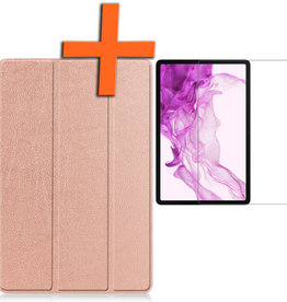 Nomfy Nomfy Samsung Galaxy Tab S8 Ultra Hoes Met Screenprotector - Rose Goud