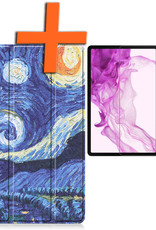 Nomfy Hoes Geschikt voor Samsung Galaxy Tab S8 Ultra Hoes Tri-fold Tablet Hoesje Case Met Screenprotector - Hoesje Geschikt voor Samsung Tab S8 Ultra Hoesje Hardcover Bookcase - Sterrenhemel
