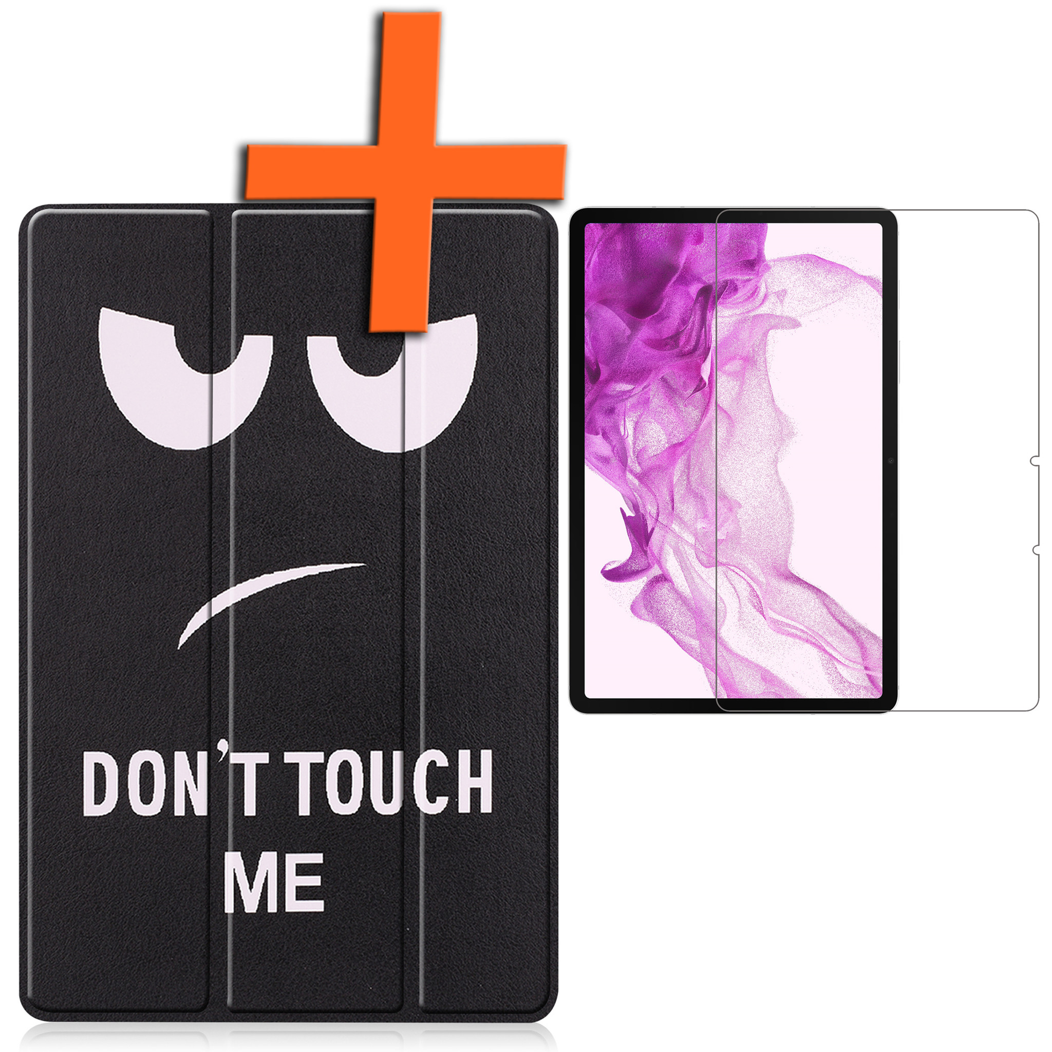 Nomfy Hoes Geschikt voor Samsung Galaxy Tab S8 Ultra Hoes Tri-fold Tablet Hoesje Case Met Screenprotector - Hoesje Geschikt voor Samsung Tab S8 Ultra Hoesje Hardcover Bookcase - Don't Touch Me