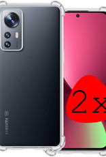 BASEY. Hoes Geschikt voor Xiaomi 12 Hoesje Shock Proof Case Hoes Siliconen - Hoesje Geschikt voor Xiaomi 12 Hoes Cover Shockproof - Transparant - 2 Stuks