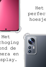 BASEY. Hoes Geschikt voor Xiaomi 12 Hoesje Shock Proof Case Hoes Siliconen - Hoesje Geschikt voor Xiaomi 12 Hoes Cover Shockproof - Transparant - 2 Stuks