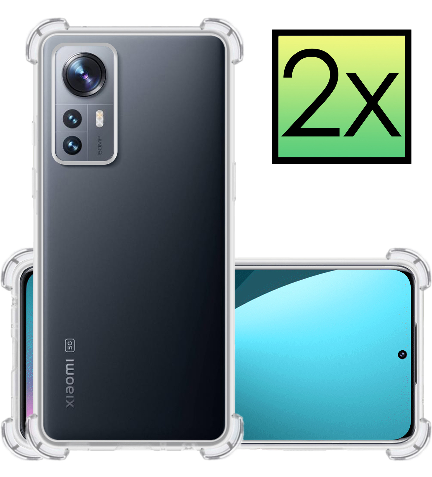 NoXx Hoes Geschikt voor Xiaomi 12 Hoesje Siliconen Cover Shock Proof Back Case Shockproof Hoes - Transparant - 2x
