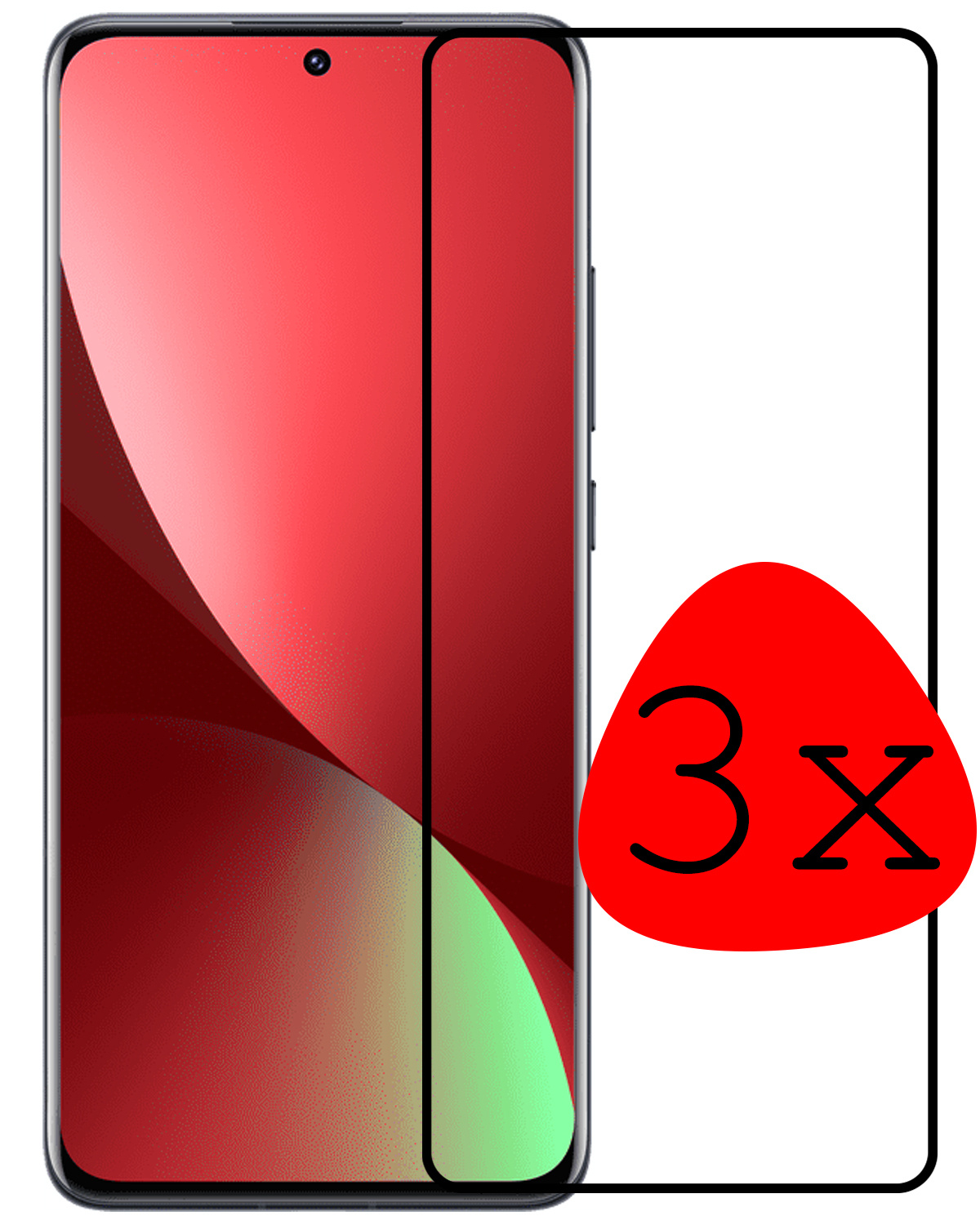 BASEY. Xiaomi 12 Screenprotector 3D Tempered Glass - Xiaomi 12 Beschermglas Full Cover - Xiaomi 12 Screen Protector 3D 3 Stuks