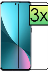 NoXx Xiaomi 12 Screenprotector Bescherm Glas Gehard Full Cover - Xiaomi 12 Screen Protector 3D Tempered Glass - 3x