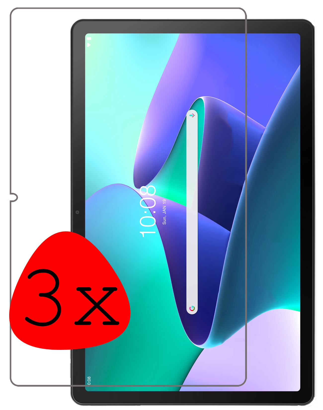 BASEY. Screenprotector Geschikt voor Lenovo Tab M10 Plus 3rd Gen Screenprotector Tempered Glass - Screenprotector Geschikt voor Lenovo Tab M10 Plus (3e Gen) Screen Protector Beschermglas - 3 Stuks