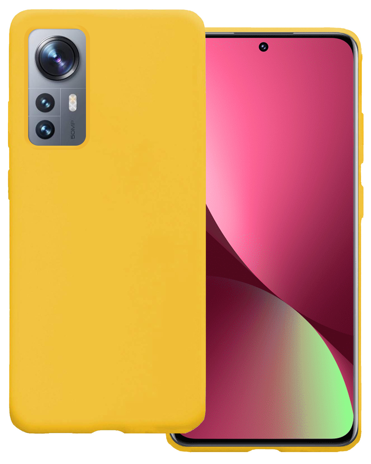 BASEY. Hoes Geschikt voor Xiaomi 12 Hoesje Siliconen Back Cover Case - Hoesje Geschikt voor Xiaomi 12 Hoes Cover Hoesje - Geel