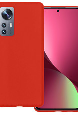 BASEY. Hoes Geschikt voor Xiaomi 12 Hoesje Siliconen Back Cover Case - Hoesje Geschikt voor Xiaomi 12 Hoes Cover Hoesje - Rood