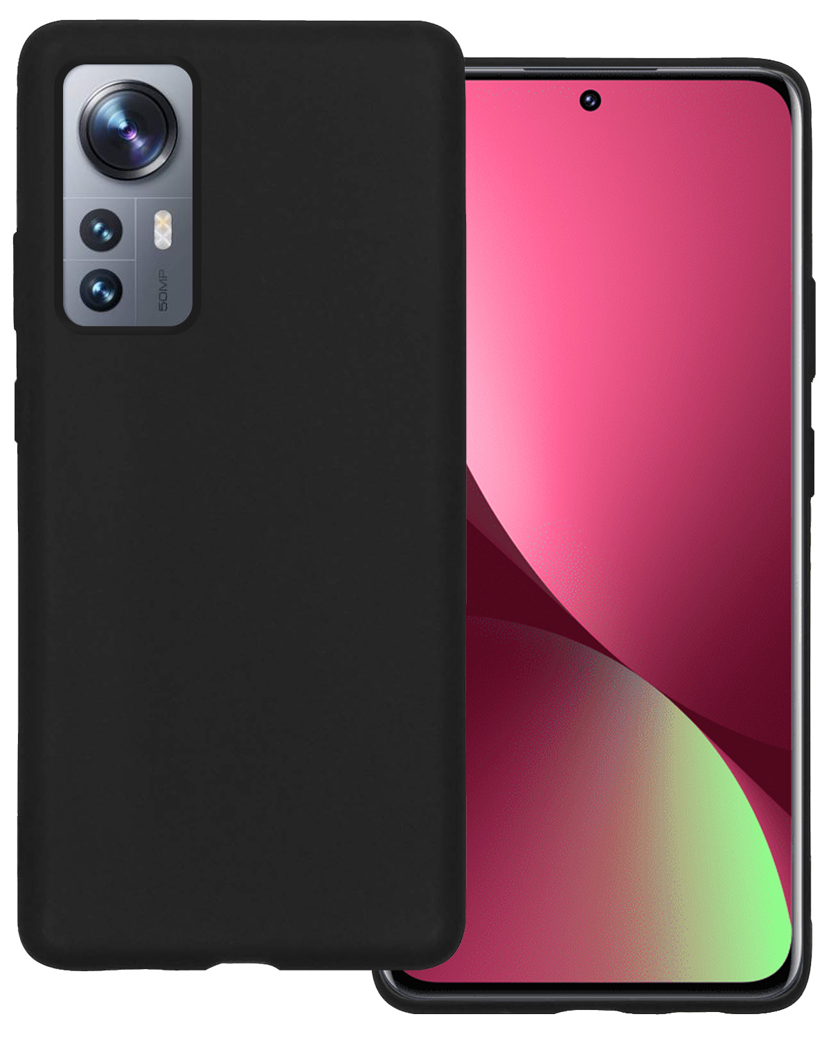 BASEY. Hoes Geschikt voor Xiaomi 12 Hoesje Siliconen Back Cover Case - Hoesje Geschikt voor Xiaomi 12 Hoes Cover Hoesje - Zwart