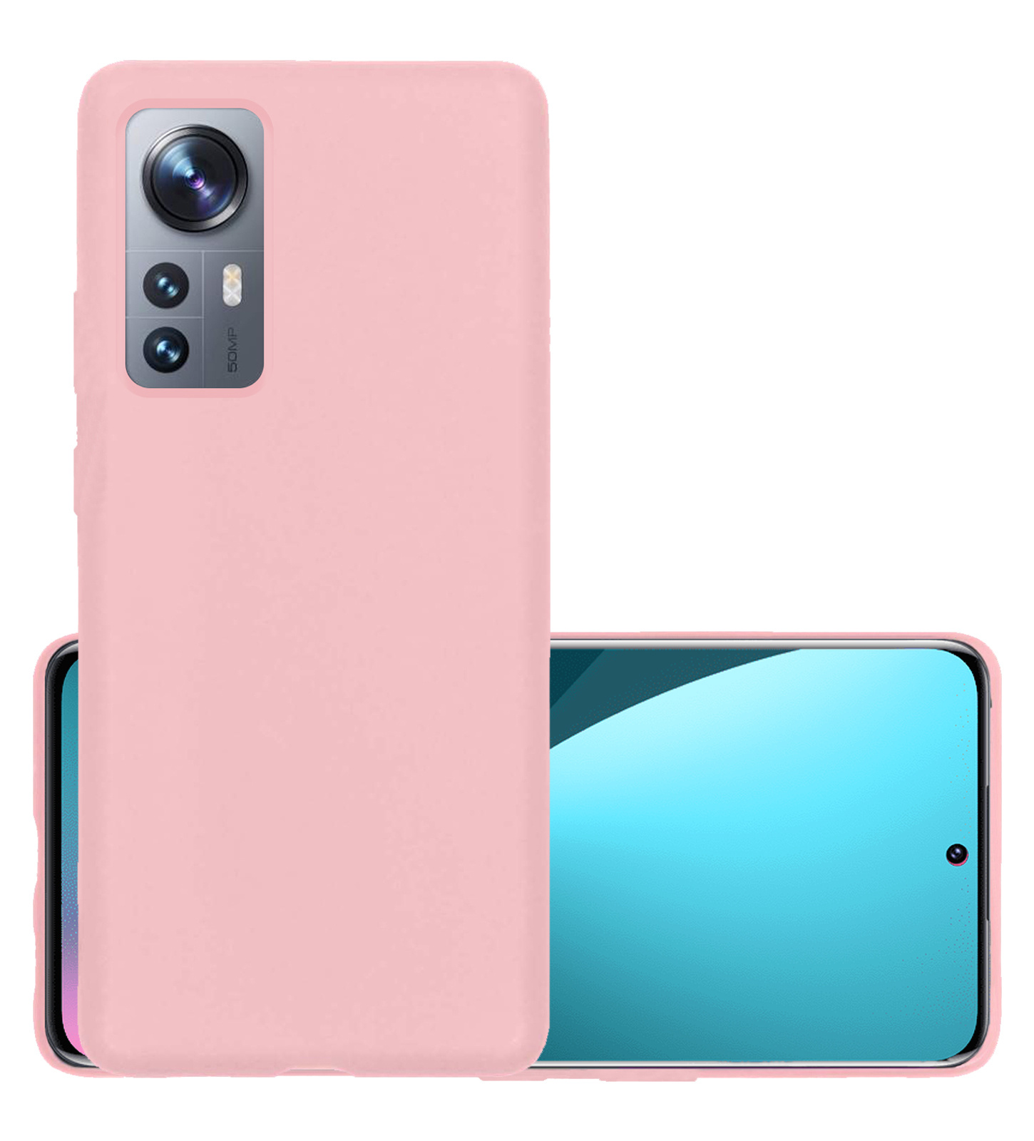 NoXx Hoes Geschikt voor Xiaomi 12 Hoesje Cover Siliconen Back Case Hoes - Lichtroze