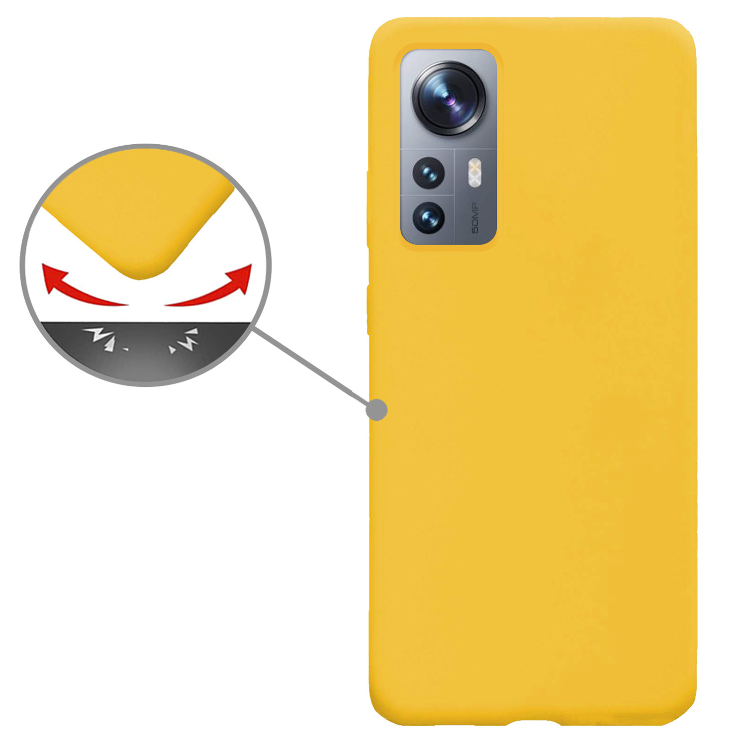 Nomfy Hoesje Geschikt voor Xiaomi 12 Hoesje Siliconen Cover Case - Hoes Geschikt voor Xiaomi 12 Hoes Back Case - 2-PACK - Geel