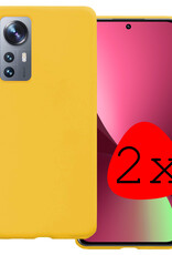 BASEY. Hoes Geschikt voor Xiaomi 12 Hoesje Siliconen Back Cover Case - Hoesje Geschikt voor Xiaomi 12 Hoes Cover Hoesje - Geel - 2 Stuks