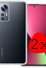 BASEY. Hoes Geschikt voor Xiaomi 12 Hoesje Siliconen Back Cover Case - Hoesje Geschikt voor Xiaomi 12 Hoes Cover Hoesje - Transparant - 2 Stuks