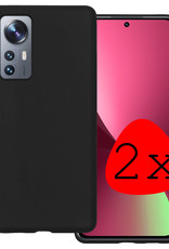 BASEY. Hoes Geschikt voor Xiaomi 12 Hoesje Siliconen Back Cover Case - Hoesje Geschikt voor Xiaomi 12 Hoes Cover Hoesje - Zwart - 2 Stuks