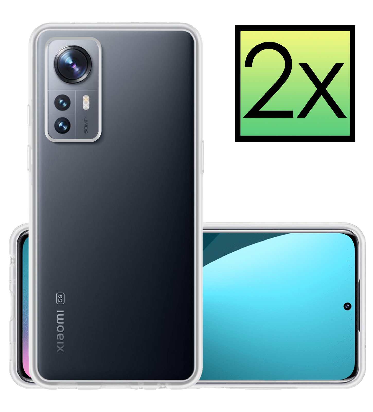 NoXx Hoes Geschikt voor Xiaomi 12 Hoesje Cover Siliconen Back Case Hoes - Transparant - 2x