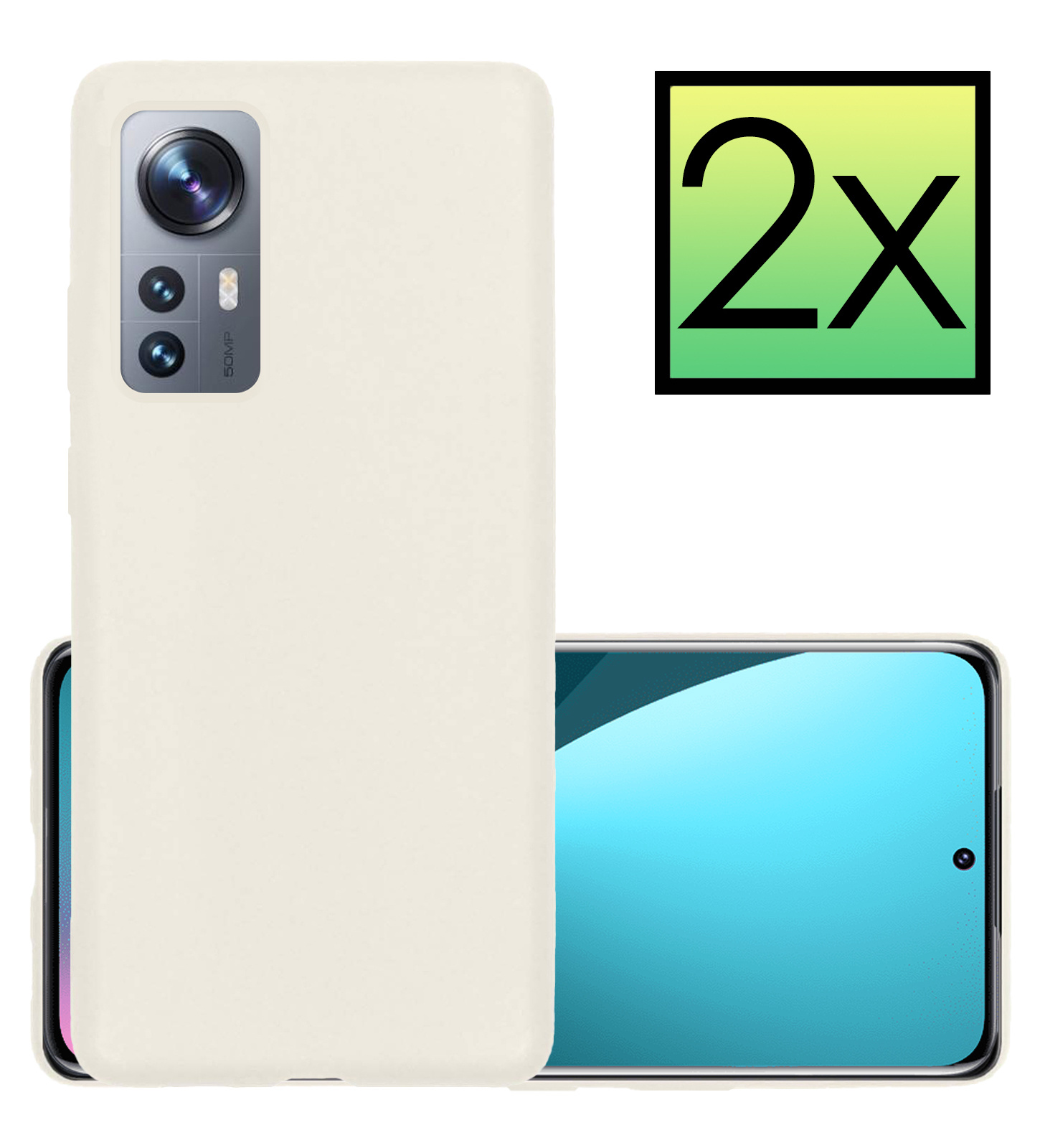 NoXx Hoes Geschikt voor Xiaomi 12 Hoesje Cover Siliconen Back Case Hoes - Wit - 2x