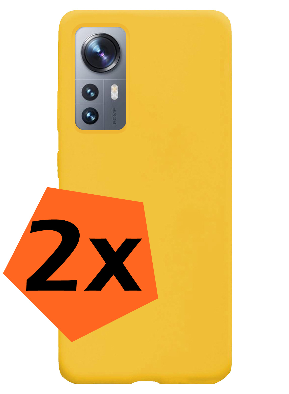 Nomfy Xiaomi 12 Hoesje Siliconen - Xiaomi 12 Hoesje Geel Case - Xiaomi 12 Cover Siliconen Back Cover - Geel 2 Stuks