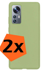 Nomfy Xiaomi 12 Hoesje Siliconen - Xiaomi 12 Hoesje Groen Case - Xiaomi 12 Cover Siliconen Back Cover - Groen 2 Stuks