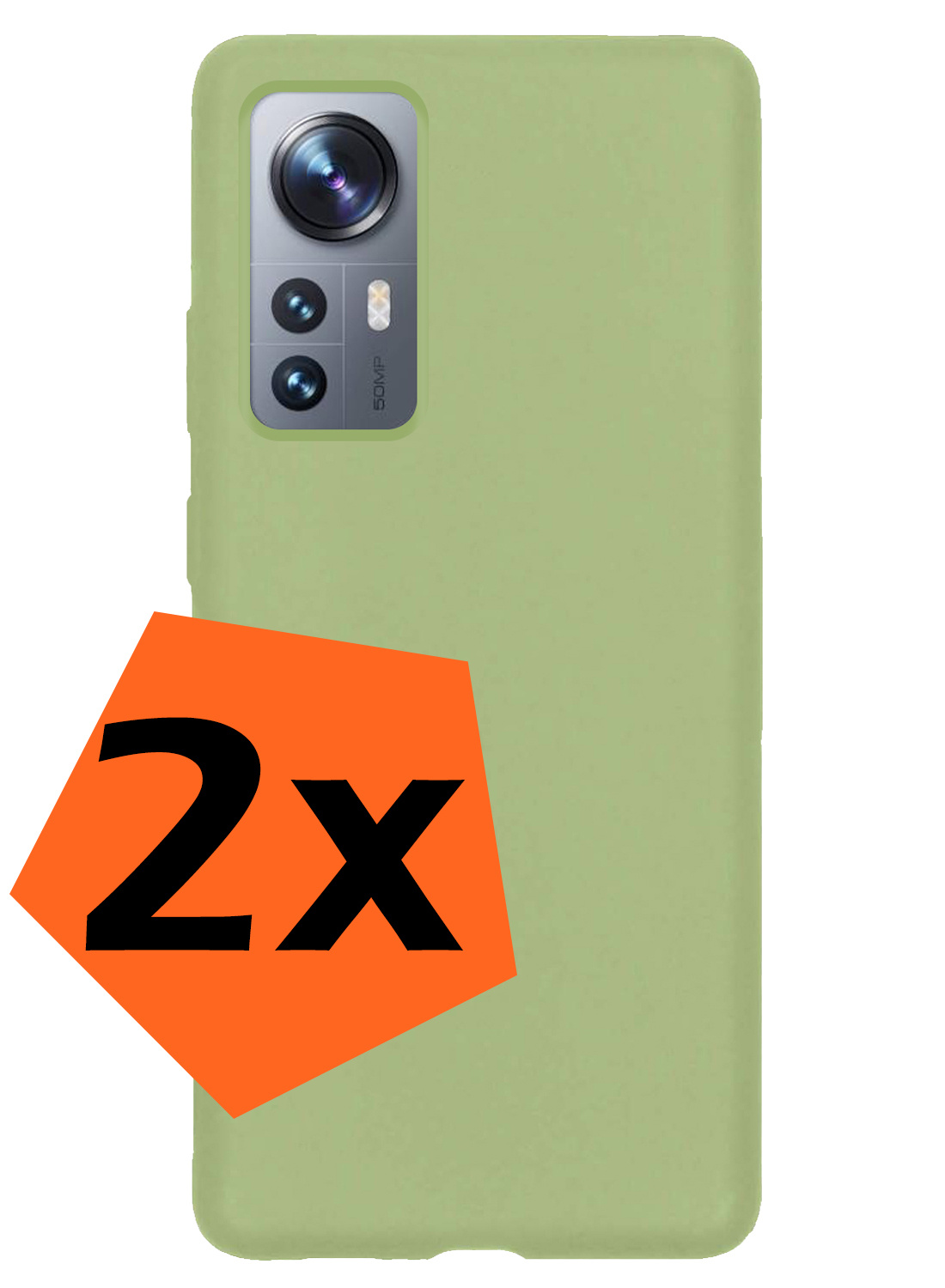 Nomfy Xiaomi 12 Hoesje Siliconen - Xiaomi 12 Hoesje Groen Case - Xiaomi 12 Cover Siliconen Back Cover - Groen 2 Stuks
