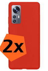 Nomfy Xiaomi 12 Hoesje Siliconen - Xiaomi 12 Hoesje Rood Case - Xiaomi 12 Cover Siliconen Back Cover - Rood 2 Stuks