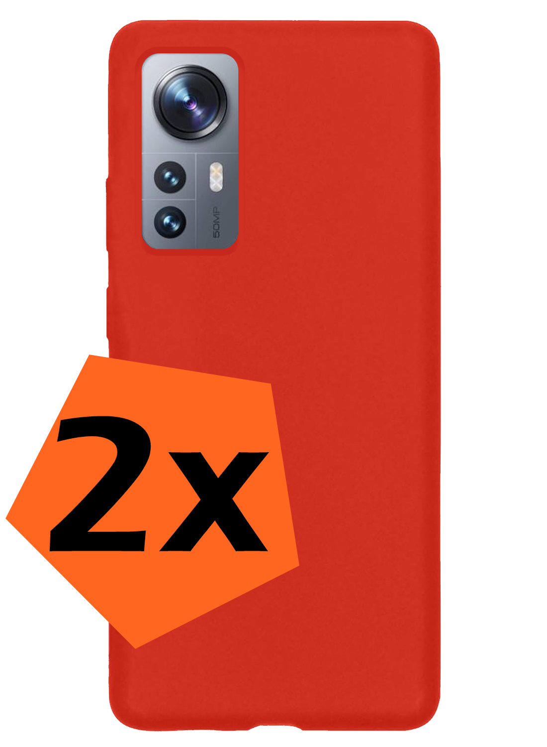 Nomfy Xiaomi 12 Hoesje Siliconen - Xiaomi 12 Hoesje Rood Case - Xiaomi 12 Cover Siliconen Back Cover - Rood 2 Stuks