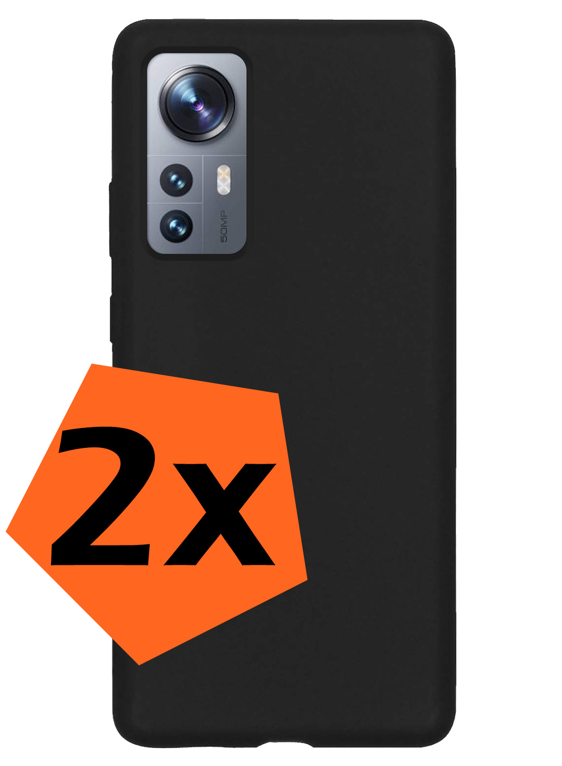 Nomfy Xiaomi 12 Hoesje Siliconen - Xiaomi 12 Hoesje Zwart Case - Xiaomi 12 Cover Siliconen Back Cover - Zwart 2 Stuks