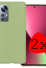 BASEY. Hoes Geschikt voor Xiaomi 12X Hoesje Siliconen Back Cover Case - Hoesje Geschikt voor Xiaomi 12X Hoes Cover Hoesje - Groen - 2 Stuks