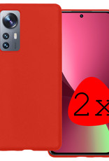 BASEY. Hoes Geschikt voor Xiaomi 12X Hoesje Siliconen Back Cover Case - Hoesje Geschikt voor Xiaomi 12X Hoes Cover Hoesje - Rood - 2 Stuks