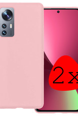 BASEY. Hoes Geschikt voor Xiaomi 12X Hoesje Siliconen Back Cover Case - Hoesje Geschikt voor Xiaomi 12X Hoes Cover Hoesje - Lichtroze - 2 Stuks