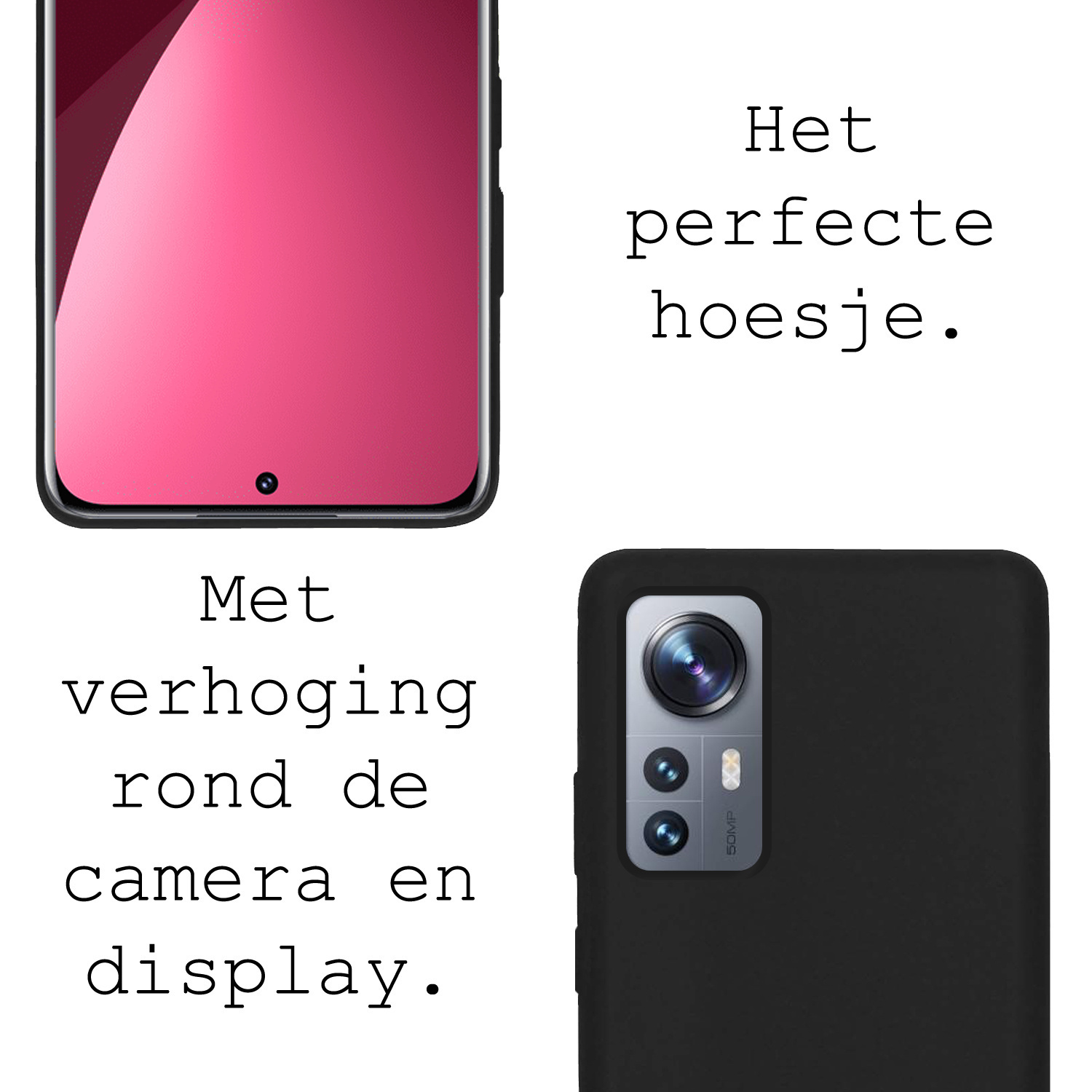 BASEY. Hoes Geschikt voor Xiaomi 12X Hoesje Siliconen Back Cover Case - Hoesje Geschikt voor Xiaomi 12X Hoes Cover Hoesje - Zwart - 2 Stuks