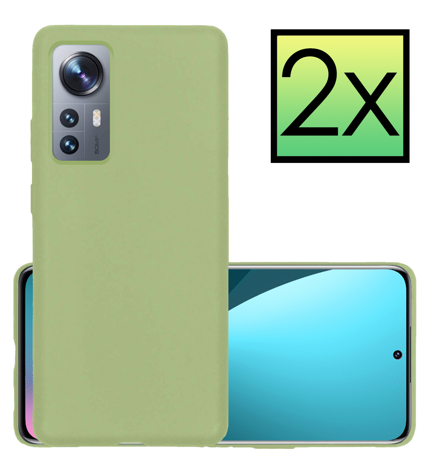 NoXx Hoes Geschikt voor Xiaomi 12X Hoesje Cover Siliconen Back Case Hoes - Groen - 2x