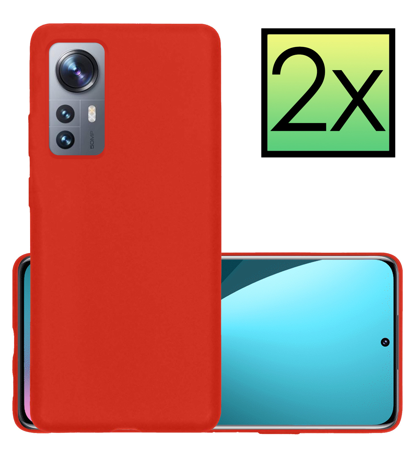 NoXx Hoes Geschikt voor Xiaomi 12X Hoesje Cover Siliconen Back Case Hoes - Rood - 2x