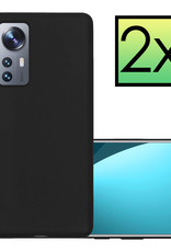NoXx Xiaomi 12X Hoesje Back Cover Siliconen Case Hoes - Zwart - 2x