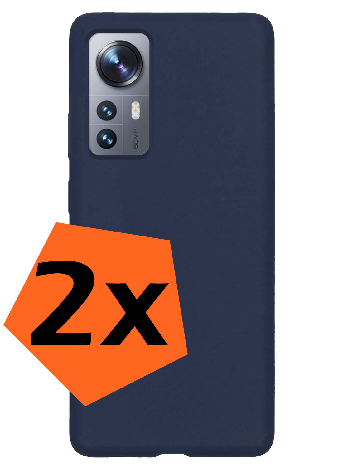 Nomfy Xiaomi 12X Hoesje Siliconen - Xiaomi 12X Hoesje Donker Blauw Case - Xiaomi 12X Cover Siliconen Back Cover - Donker Blauw 2 Stuks