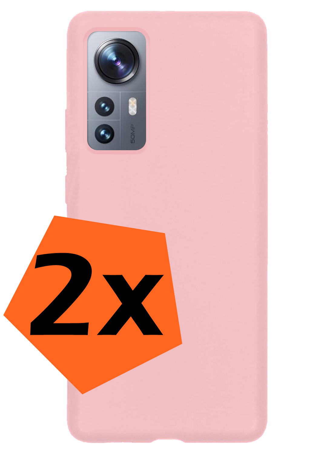 Nomfy Hoesje Geschikt voor Xiaomi 12X Hoesje Siliconen Cover Case - Hoes Geschikt voor Xiaomi 12X Hoes Back Case - 2-PACK - Lichtroze