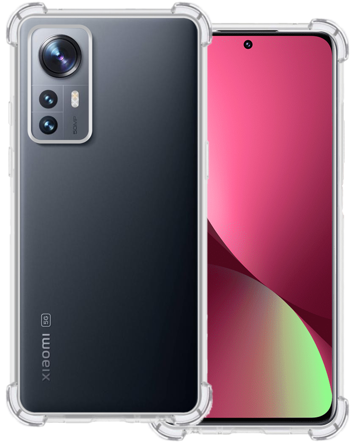 BASEY. Hoes Geschikt voor Xiaomi 12 Pro Hoesje Shock Proof Case Hoes Siliconen - Hoesje Geschikt voor Xiaomi 12 Pro Hoes Cover Shockproof - Transparant
