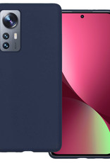 BASEY. Hoes Geschikt voor Xiaomi 12 Pro Hoesje Siliconen Back Cover Case - Hoesje Geschikt voor Xiaomi 12 Pro Hoes Cover Hoesje - Donkerblauw
