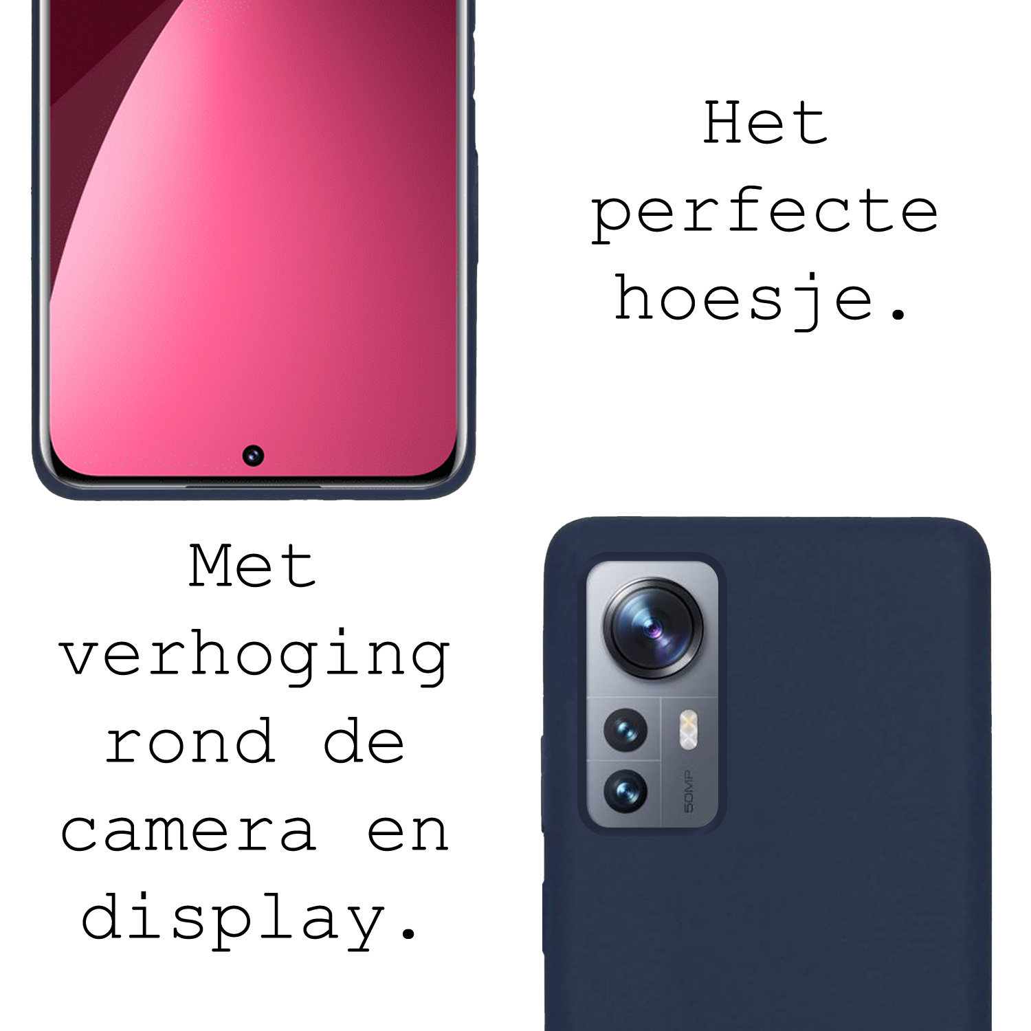 BASEY. Hoes Geschikt voor Xiaomi 12 Pro Hoesje Siliconen Back Cover Case - Hoesje Geschikt voor Xiaomi 12 Pro Hoes Cover Hoesje - Donkerblauw