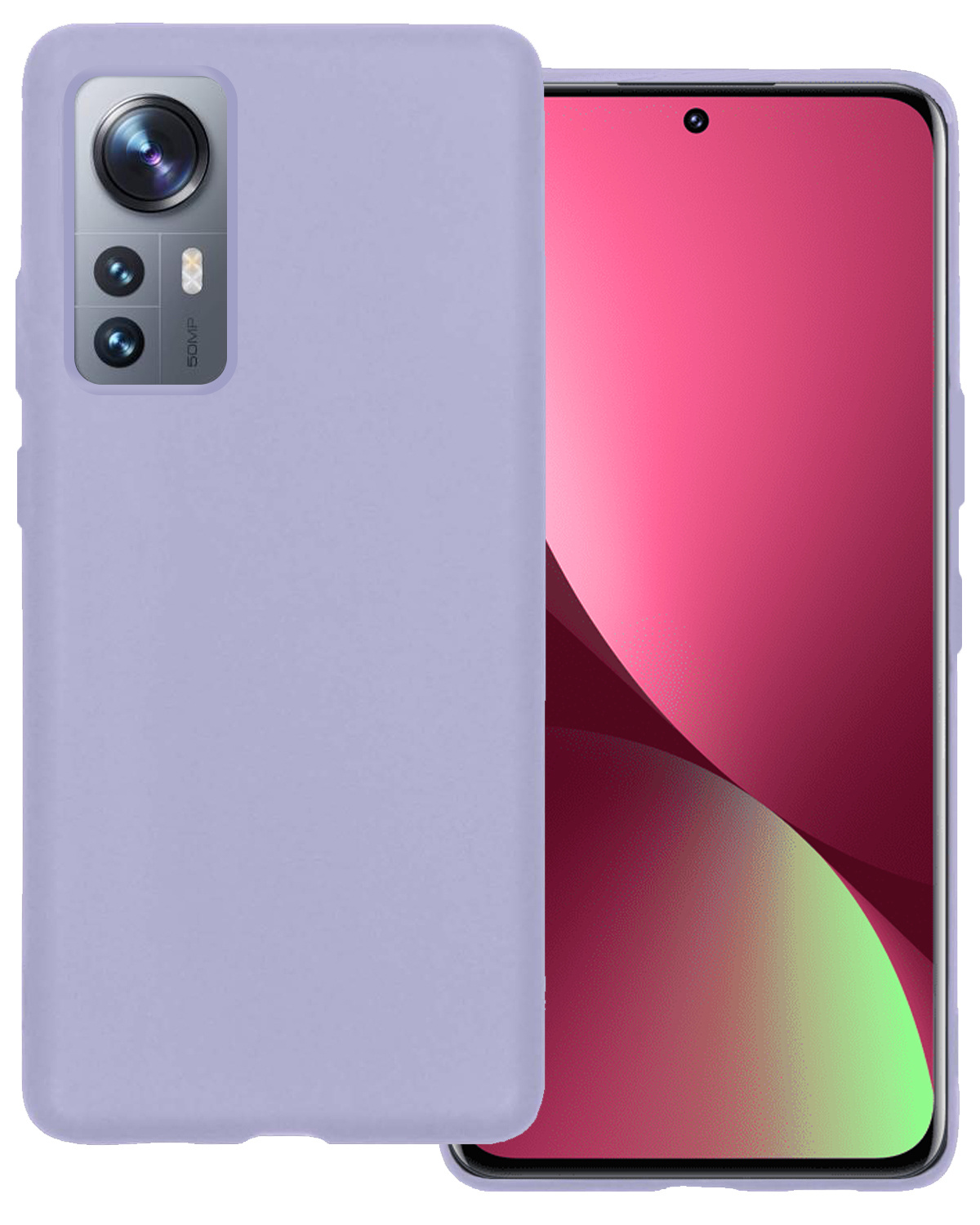 BASEY. Hoes Geschikt voor Xiaomi 12 Pro Hoesje Siliconen Back Cover Case - Hoesje Geschikt voor Xiaomi 12 Pro Hoes Cover Hoesje - Lila