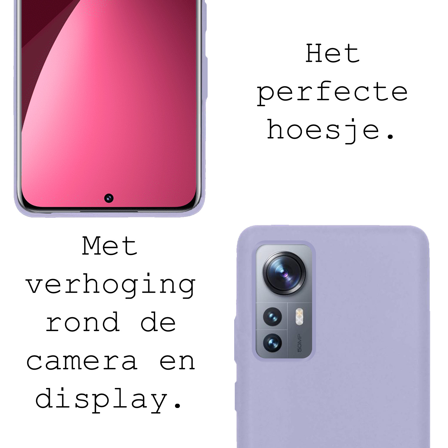 BASEY. Hoes Geschikt voor Xiaomi 12 Pro Hoesje Siliconen Back Cover Case - Hoesje Geschikt voor Xiaomi 12 Pro Hoes Cover Hoesje - Lila