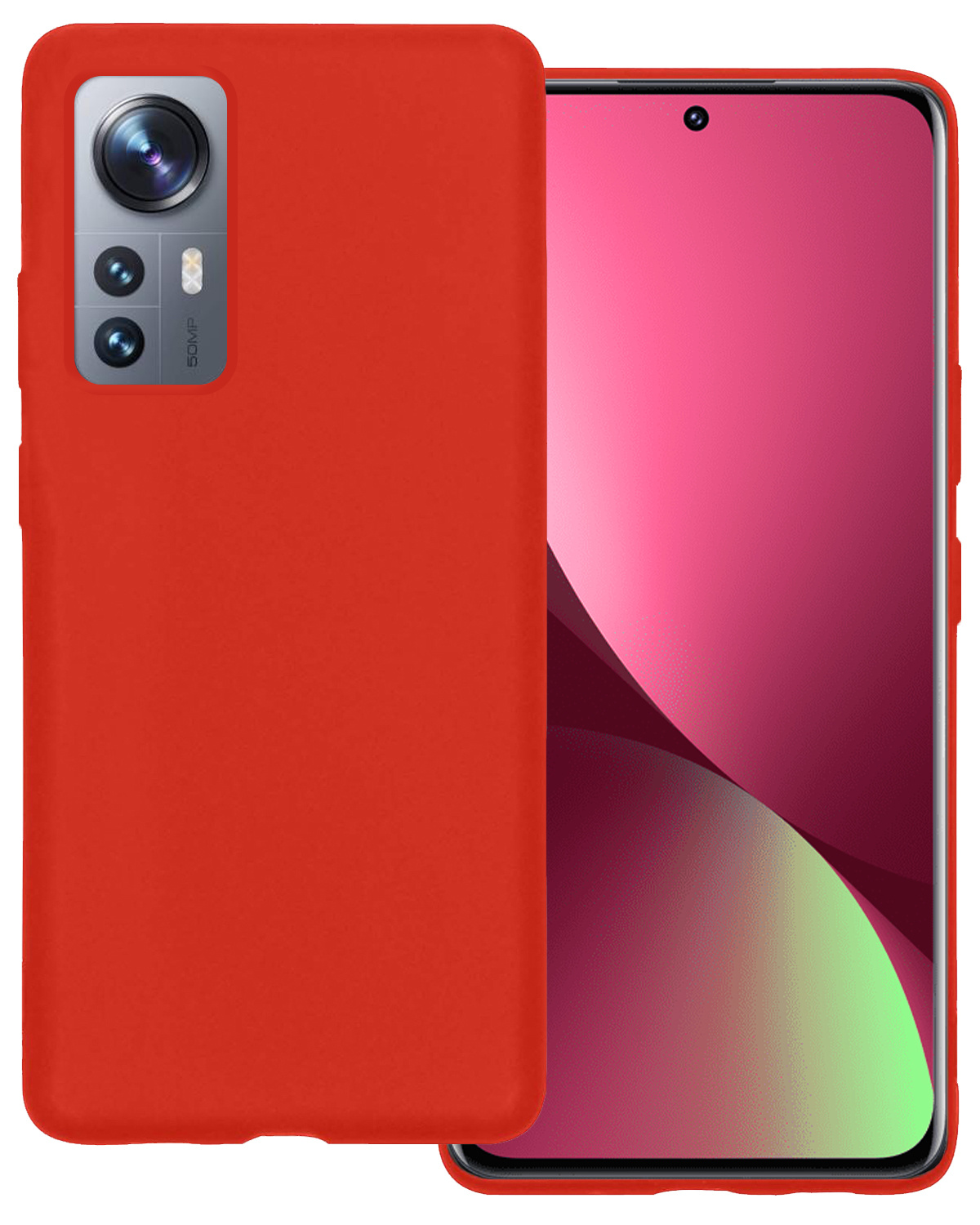 BASEY. Hoes Geschikt voor Xiaomi 12 Pro Hoesje Siliconen Back Cover Case - Hoesje Geschikt voor Xiaomi 12 Pro Hoes Cover Hoesje - Rood