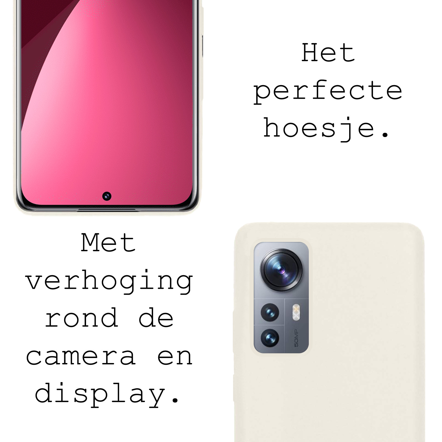 BASEY. Hoes Geschikt voor Xiaomi 12 Pro Hoesje Siliconen Back Cover Case - Hoesje Geschikt voor Xiaomi 12 Pro Hoes Cover Hoesje - Wit