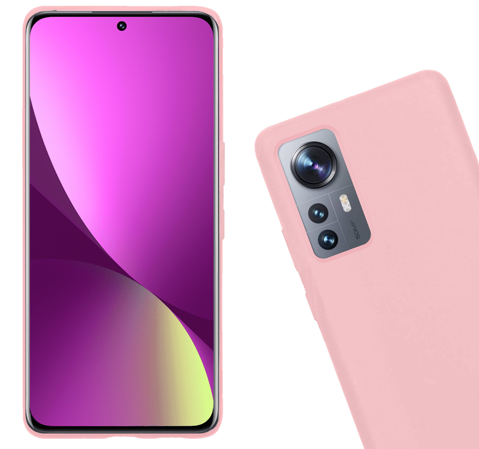 Nomfy Hoesje Geschikt voor Xiaomi 12 Pro Hoesje Siliconen Cover Case - Hoes Geschikt voor Xiaomi 12 Pro Hoes Back Case - Lichtroze