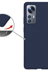Nomfy Hoesje Geschikt voor Xiaomi 12 Pro Hoesje Siliconen Cover Case - Hoes Geschikt voor Xiaomi 12 Pro Hoes Back Case - Donkerblauw