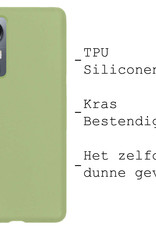 BASEY. Hoes Geschikt voor Xiaomi 12 Pro Hoesje Siliconen Back Cover Case - Hoesje Geschikt voor Xiaomi 12 Pro Hoes Cover Hoesje - Groen - 2 Stuks