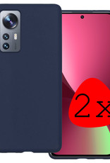 BASEY. Hoes Geschikt voor Xiaomi 12 Pro Hoesje Siliconen Back Cover Case - Hoesje Geschikt voor Xiaomi 12 Pro Hoes Cover Hoesje - Donkerblauw - 2 Stuks