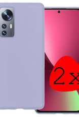 BASEY. Hoes Geschikt voor Xiaomi 12 Pro Hoesje Siliconen Back Cover Case - Hoesje Geschikt voor Xiaomi 12 Pro Hoes Cover Hoesje - Lila - 2 Stuks