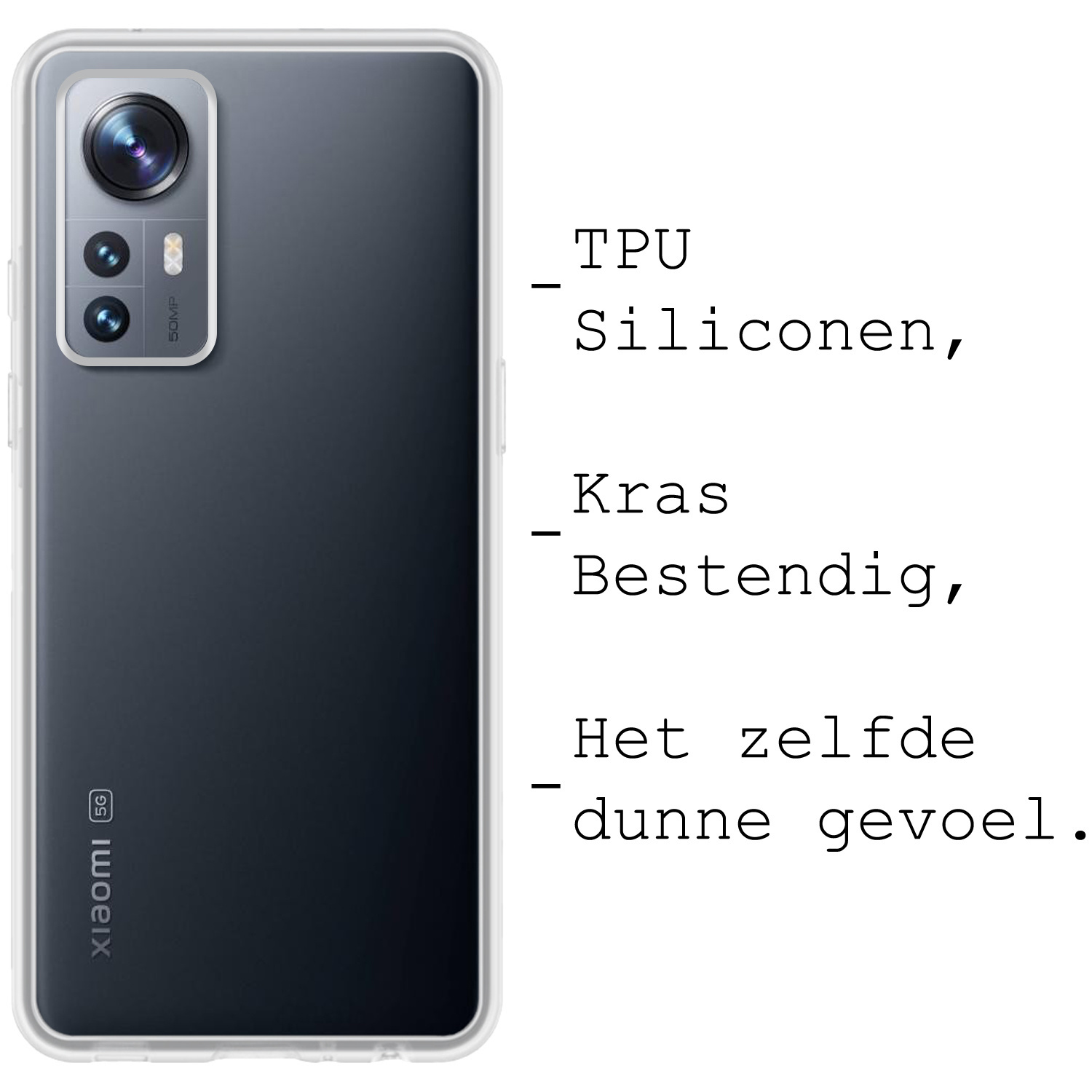 BASEY. Hoes Geschikt voor Xiaomi 12 Pro Hoesje Siliconen Back Cover Case - Hoesje Geschikt voor Xiaomi 12 Pro Hoes Cover Hoesje - Transparant - 2 Stuks