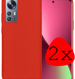 BASEY. BASEY. Xiaomi 12 Pro Hoesje Siliconen - Rood - 2 PACK