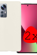 BASEY. Hoes Geschikt voor Xiaomi 12 Pro Hoesje Siliconen Back Cover Case - Hoesje Geschikt voor Xiaomi 12 Pro Hoes Cover Hoesje - Wit - 2 Stuks